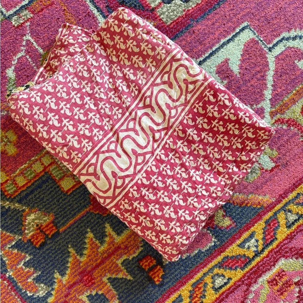New Boho Kantha Reversible Quilt Blanket